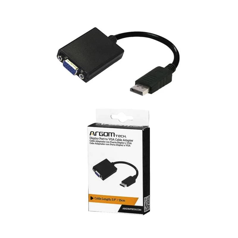 CABLE ARGOM DISPLAY PORT TO VGA 15CM NEGRO - Imagen 1