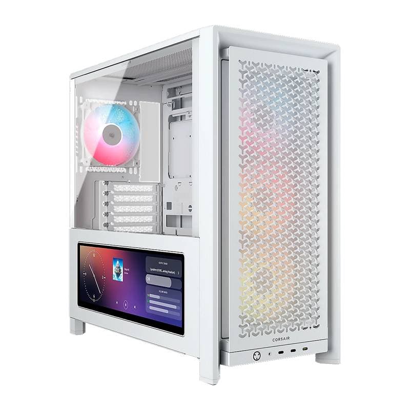 CASE CORSAIR ATX 4000D Pantalla Tactil XENEON 14.5 TEMPERED GLAS  MID-TOWER CASE N-PS 4VEN-RGB WHITE - Imagen 1