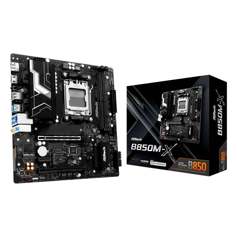 MBO ASROCK B850M-X AMD AM5 Ryzen 2xDDR5-8200 HDMI DP 3M.2 3USB-3.2 PCIe4.0 mATX - Imagen 1