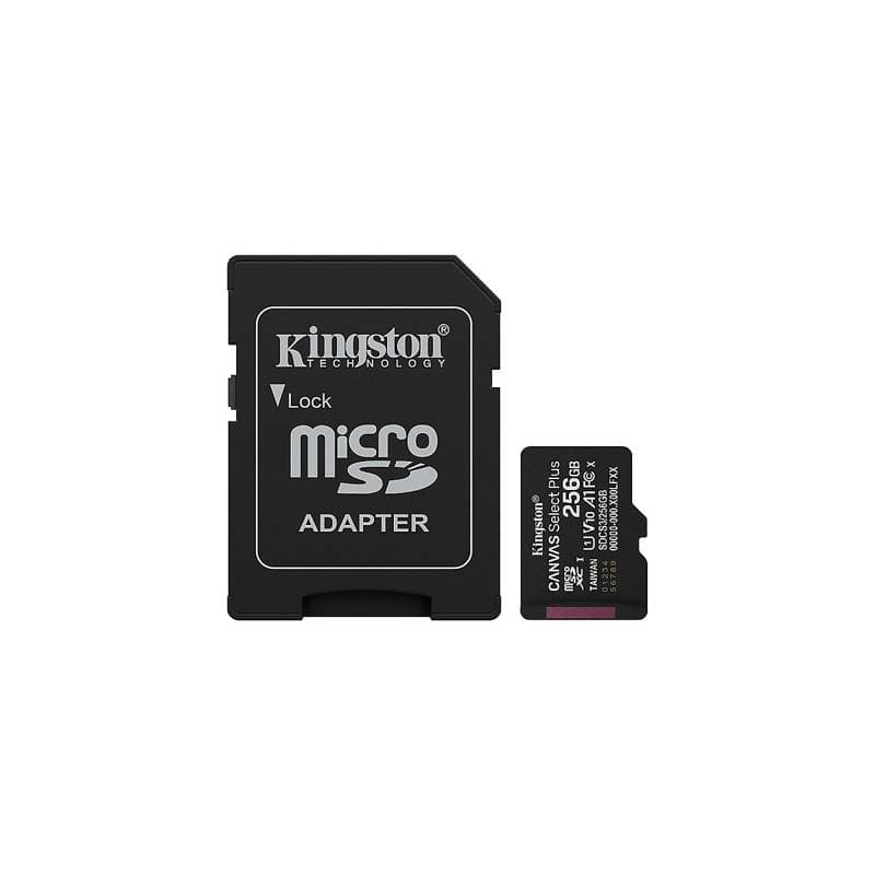 MICRO-SD SDCS3 KINGSTON 256GB CANVAS Select Plus Gen3 150MB-s with Adapter - Imagen 1