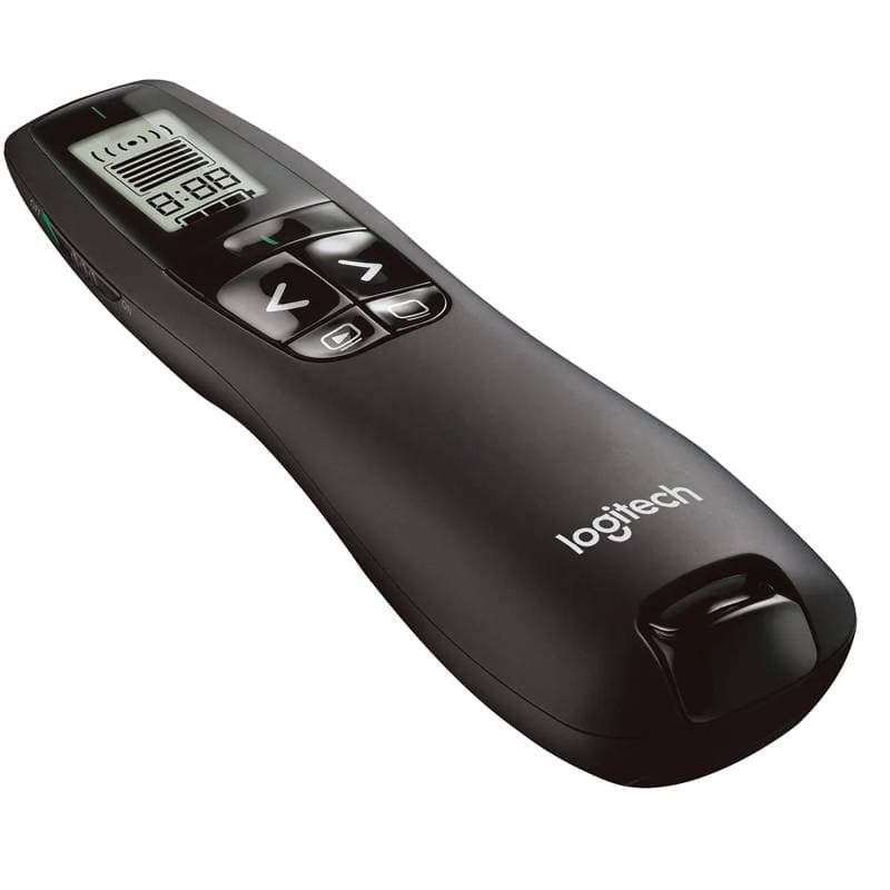 PUNTERO LOGITECH PROFESIONAL R800 NEGRO LCD-USB-PLUG AND PLAY-LUZ VERDE-RADIO 30 METROS - Imagen 1