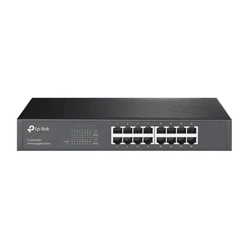 SWITCH TP-LINK 16PORT GIGABIT RJ45 GIGABIT 10-100-1000MBPS RACK-MOUNTABLE NEGRO - Imagen 1