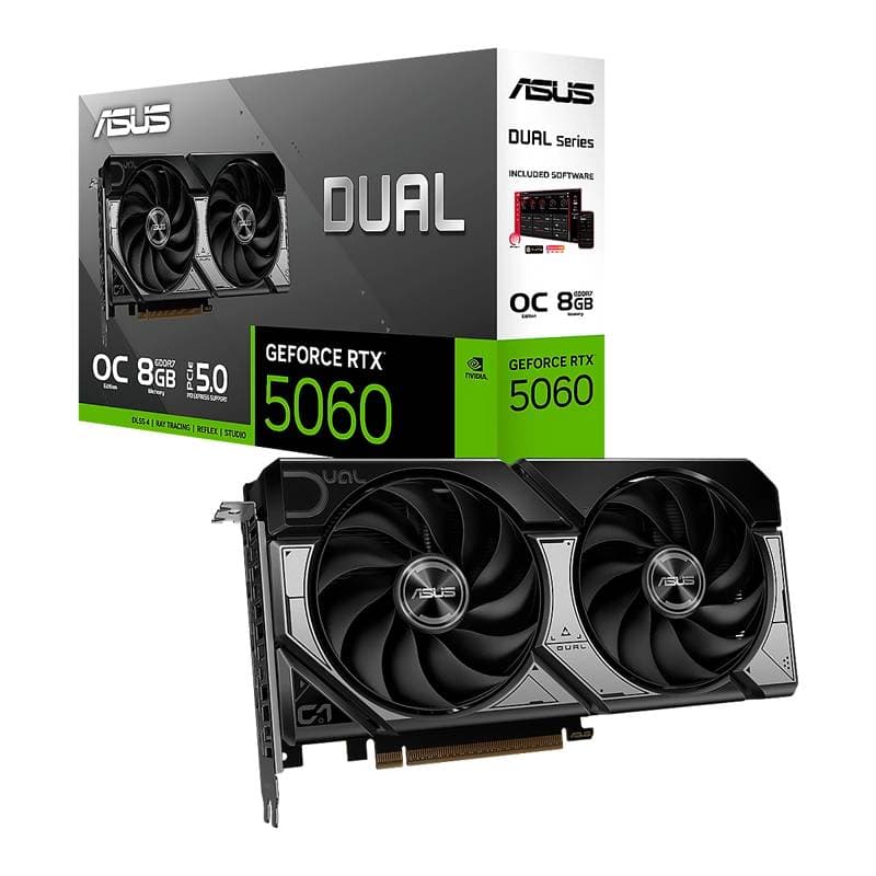 VIDEO ASUS Dual RTX-5060 OC EDITION 8GB GDDR7 HDMI DP 2VENT. PCI-Exp.5.0 - Imagen 1