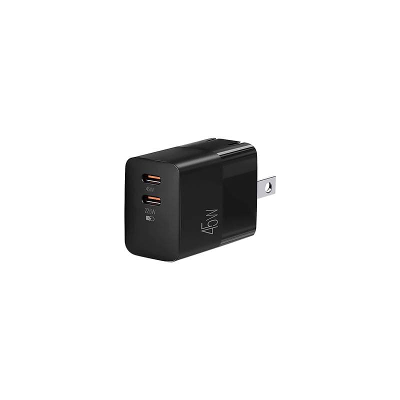 WALL CHARGER DUAL ARGOM VOLTA P5 GaN II 45W CARGA RAPIDA 2 CONT. TYPE-C NEBRO - Imagen 1