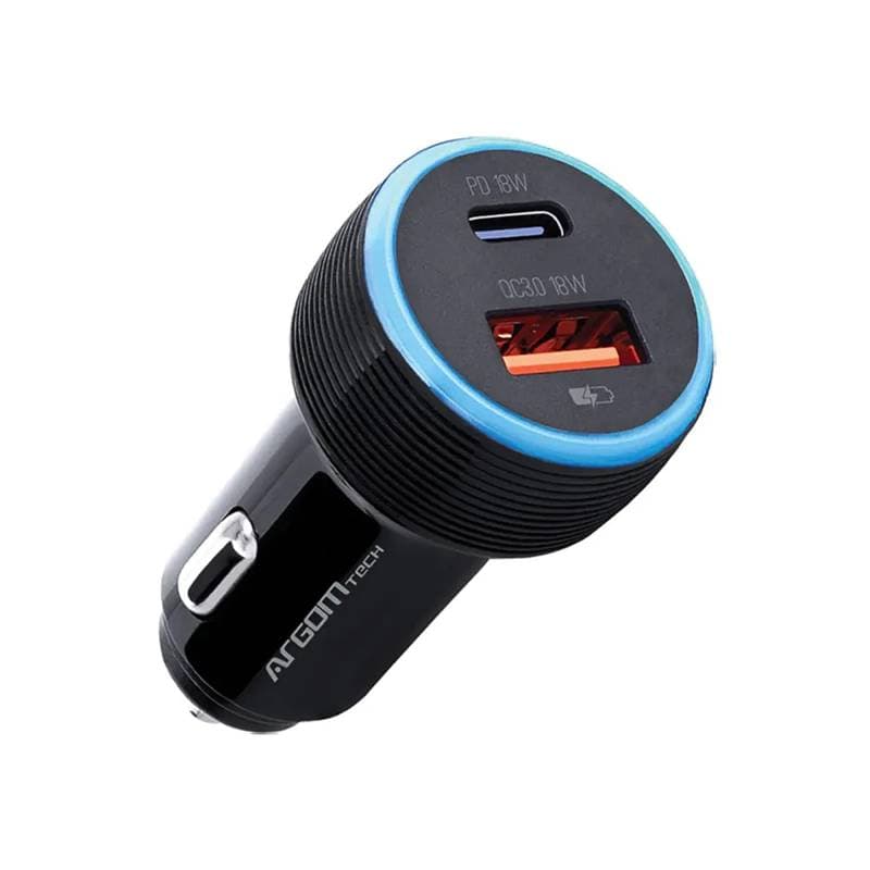 CAR CHARGER ARGOM FORCE C1 38W PD TYPE-C - USB BLACK - Imagen 1