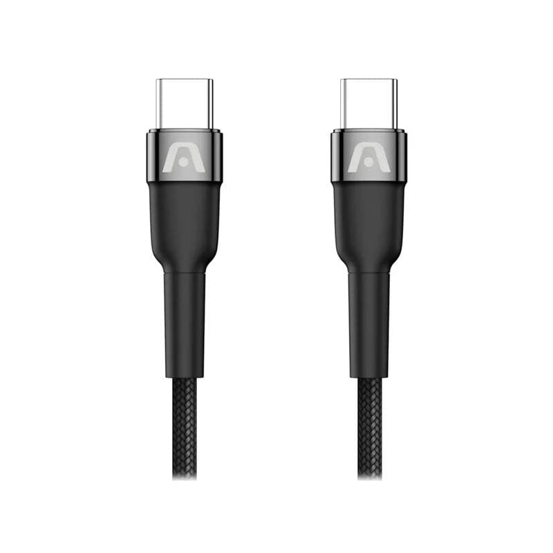 CABLE ARGOM CB-0047BK TYPE-C TO TYPE-C 65 W NYLON 1.8M BLACK - Imagen 1