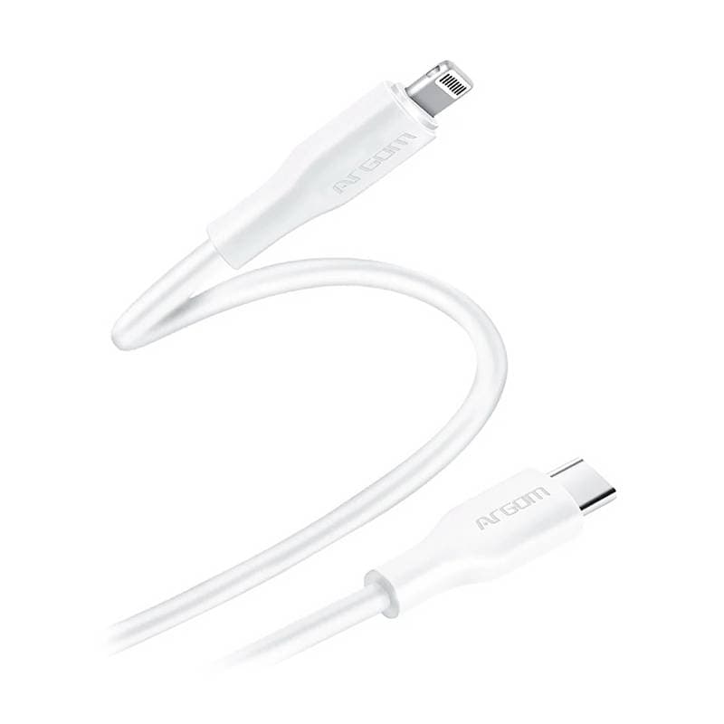 CABLE ARGOM SILICOM TYPE-C TO LIGHTNING 30W 1.8MTS DURA FLEX WHITE - Imagen 1
