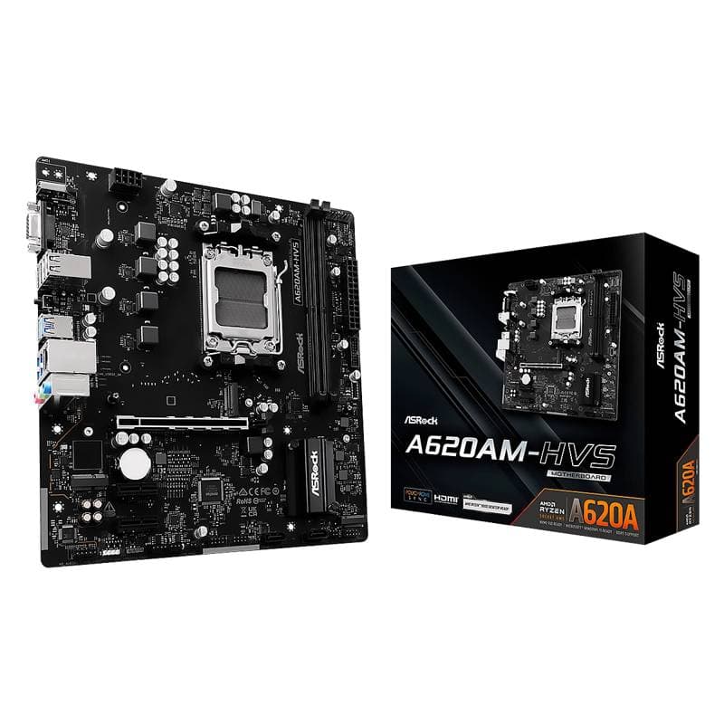 MBO ASROCK A620AM-HVS AMD Socket AM5 Ryzen 9000 2XDDR5 D-Sub HDMI 2M.2 3USB3.2 PCIe4.0 mATX - Imagen 1