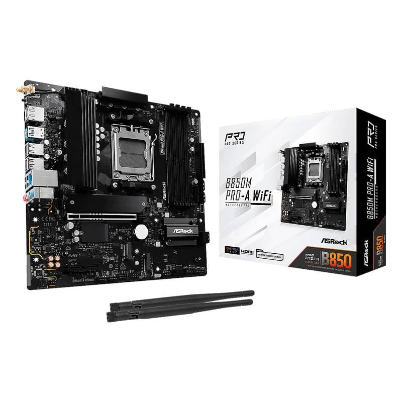 MBO ASROCK B850M Pro-A WiFi AM5 2DDR5 HDMI DP USB3.2 4M.2 PCIe5.0 Micro-ATX - Imagen 1