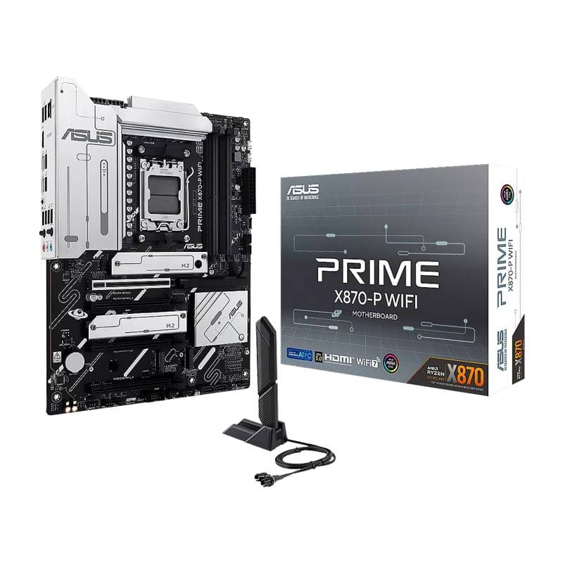 MBO ASUS PRIME X870-P WIFI AMD AM5 Ryzen 9000 4DDR5-256 BT HDMI 2USB4 4M.2 10USB PCIe5.0 ATX - Imagen 1