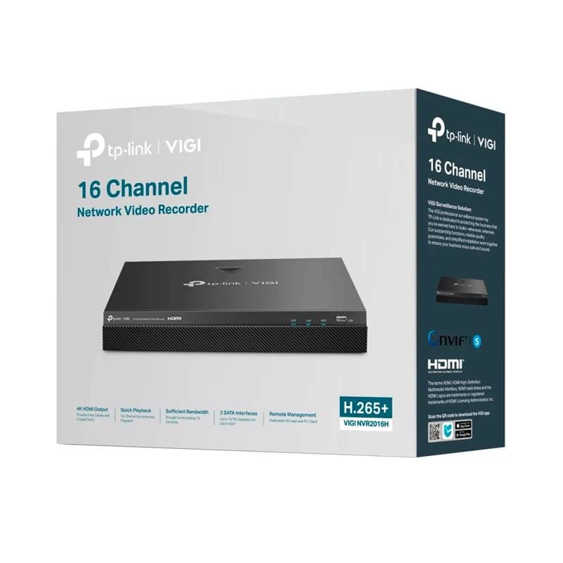 GRABADOR DE VIDEO TP-LINK VIGI NVR-2016H 16CHANNEL HDMI 4K NETWORK BLACK - Imagen 1