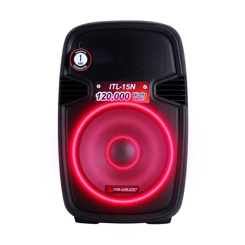 CAJA DE AUDIO ITALY ITL-15N 15Inch MP3 Pant-LED BT FM USB-SD ILUM. RGB NEGRO - Imagen 1