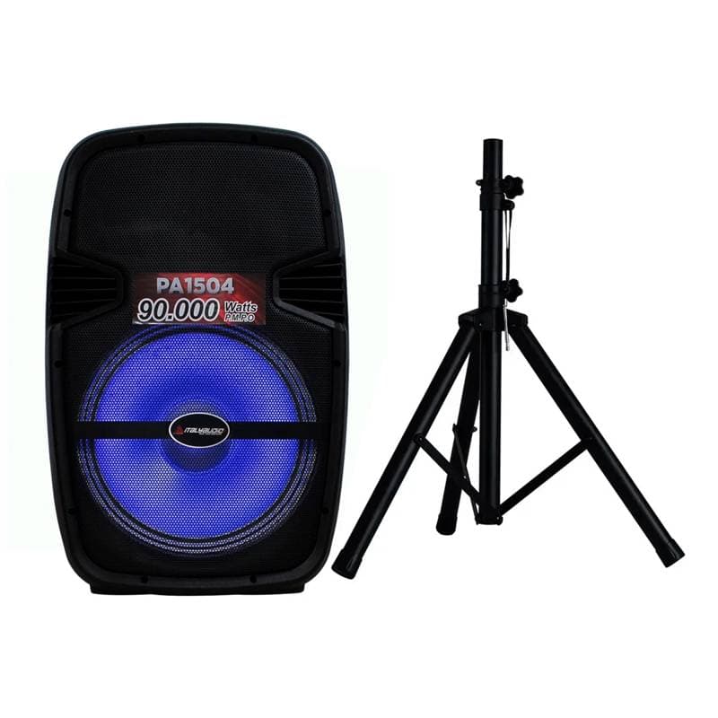 PARLANTE ITALY PA1504 15Inch 90000Watts MP3 MIC. PEDESTAL NEGRO - Imagen 1