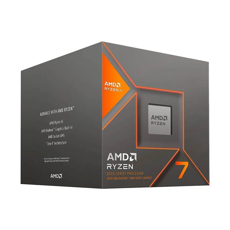 PROC. AMD RYZEN 7 8700G AM5 5.1GHZ 8CORE 16HILOS CACHE 24MB 65W WITH THERMAL SOLUTION - Imagen 1