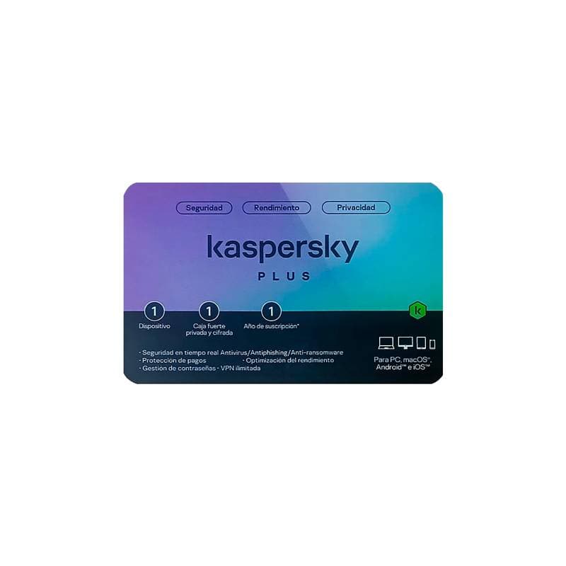 ANTIVIRUS KASPERSKY PLUS - SEGURIDAD - RENDIMIENTO - PRIVACIDAD - 1 dispositivo - Imagen 1