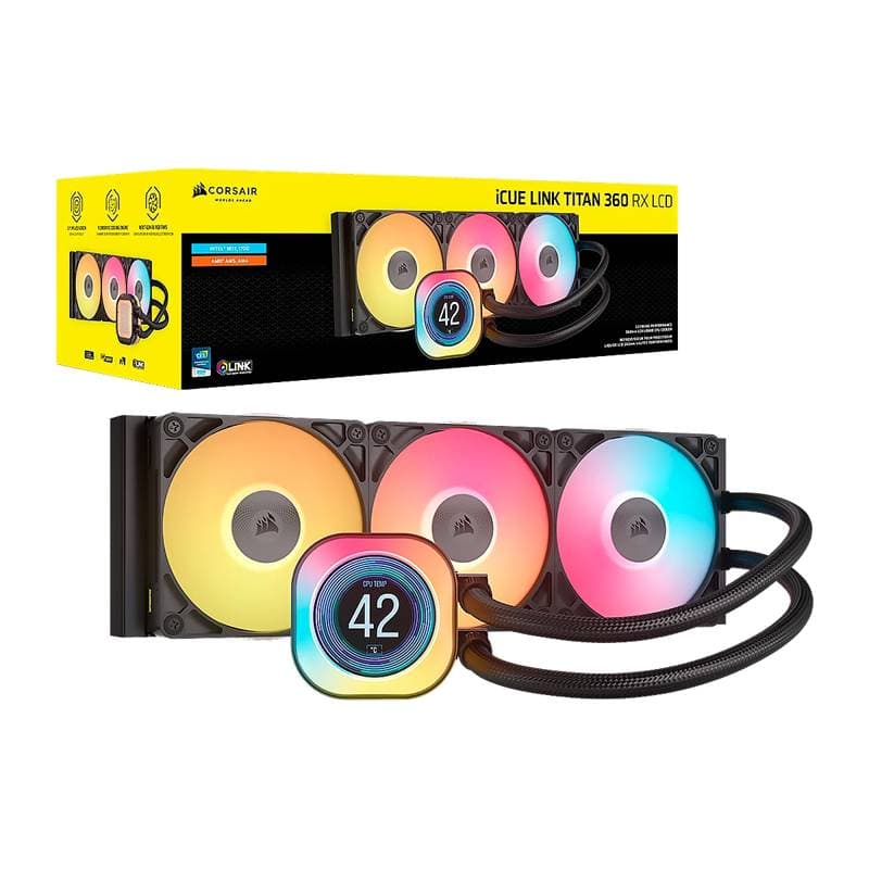 COOLER CORSAIR ICUE LINK TITAN 360 RX LCD Liquid CPU for Intel 1851 AMD-AM5 - Imagen 1