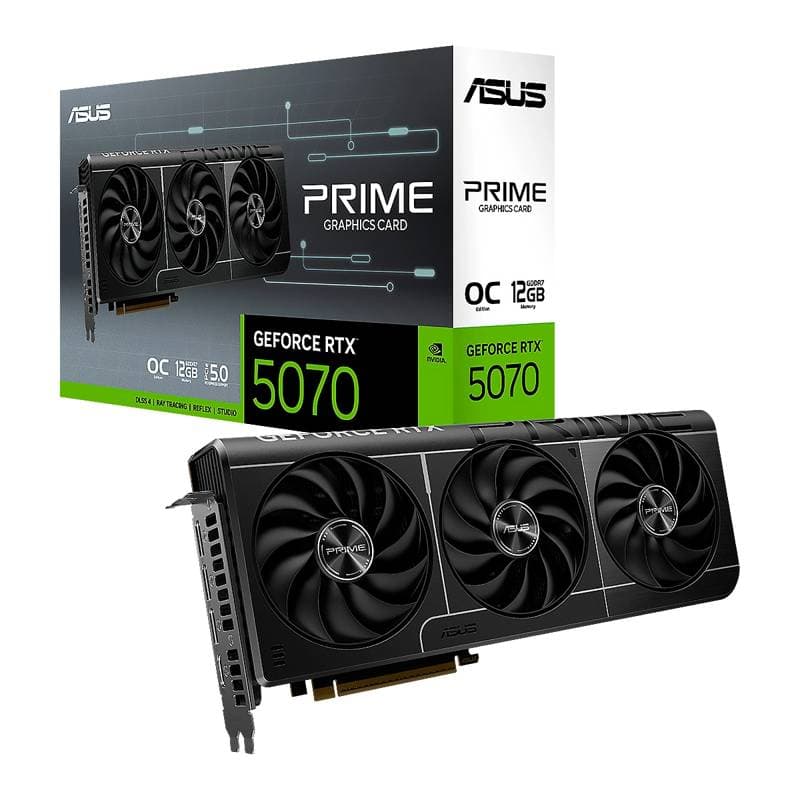 VIDEO ASUS PRIME GeForce RTX-5070 12GB OC EDITION GDDR7 192BIT HDMI 3DP 3Vent PCIe 5.0 - Imagen 1