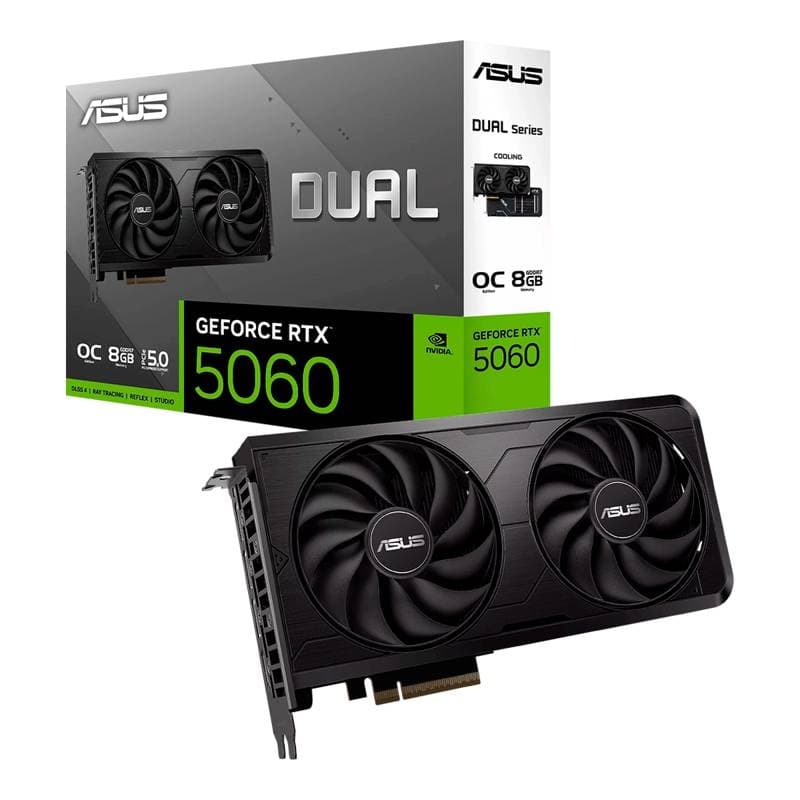 VIDEO ASUS Dual Geforce RTX-5060 EVO OC 8GB GDDR7 128BIT HDMI 3DP 2Vent PCIe 5.0 - Imagen 1