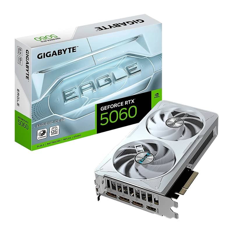 VIDEO GIGABYTE GeForce RTX-5060 EAGLE OC ICE 8GB GDDR7 128Bit HDMI 3DP 2Vent. PCIex5.0 - Imagen 1