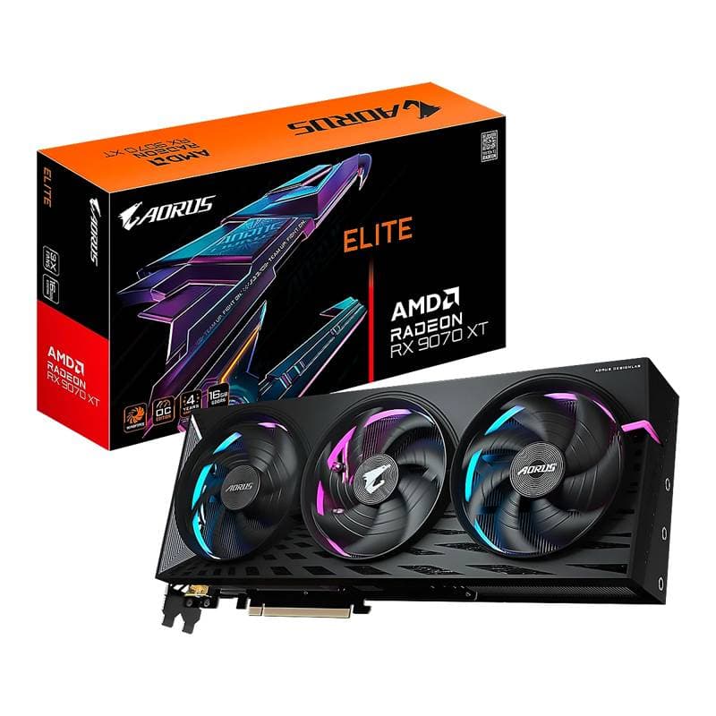 VIDEO GIGABYTE AORUS ELITE AMD Radeon RX-9070 XT 16GB-GDDR6 256Bit 2HDMI 2DP 3Vent. PCIex5.0 - Imagen 1